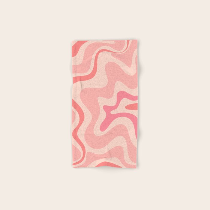 Retro Liquid Swirl Abstract In Soft Pink Bath Towel
