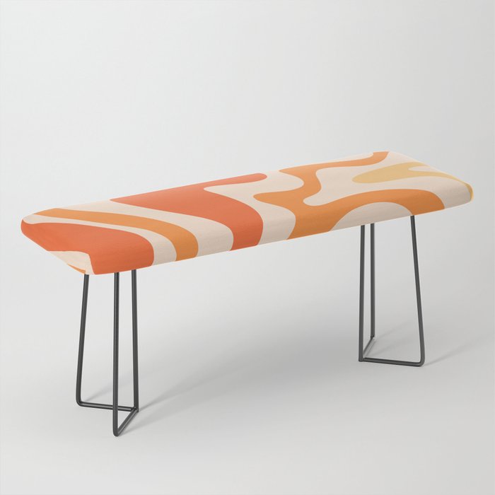 Tangerine Liquid Swirl Retro Abstract Pattern Bench