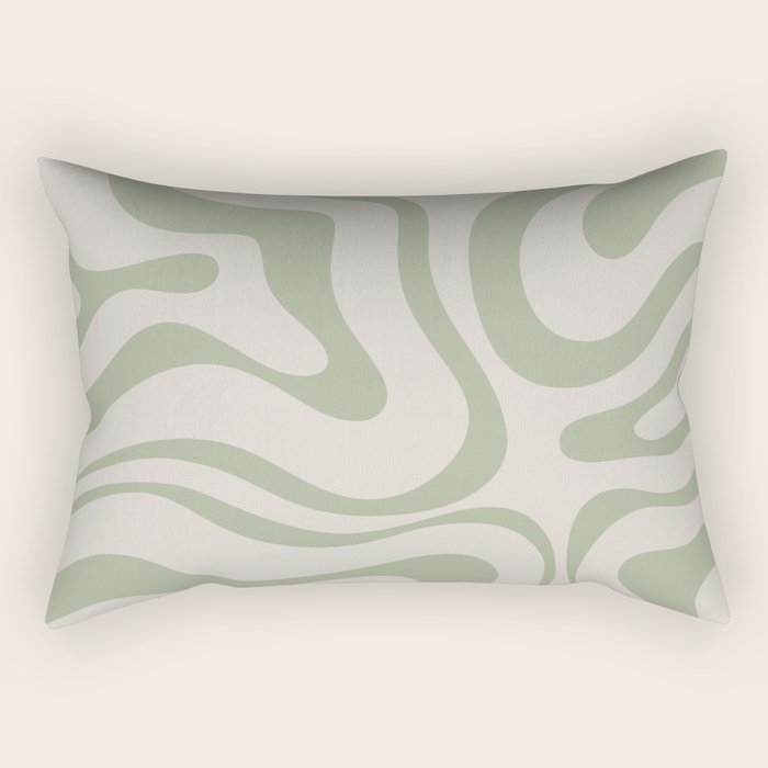 Liquid Swirl Abstract Pattern In Almond And Sage Green Rectangular Pillow