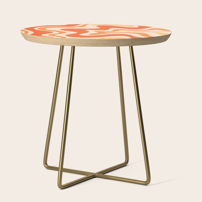 Tangerine Liquid Swirl Retro Abstract Pattern Side Table