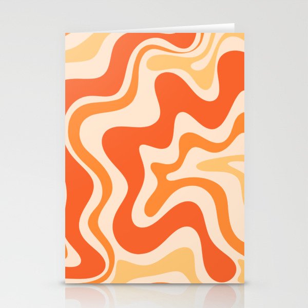 Tangerine Liquid Swirl Retro Abstract Pattern Stationery Card