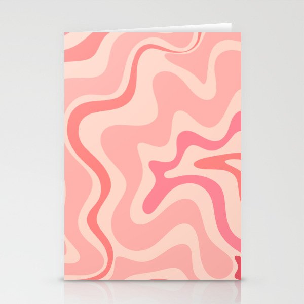Retro Liquid Swirl Abstract In Soft Pink Stationery Card