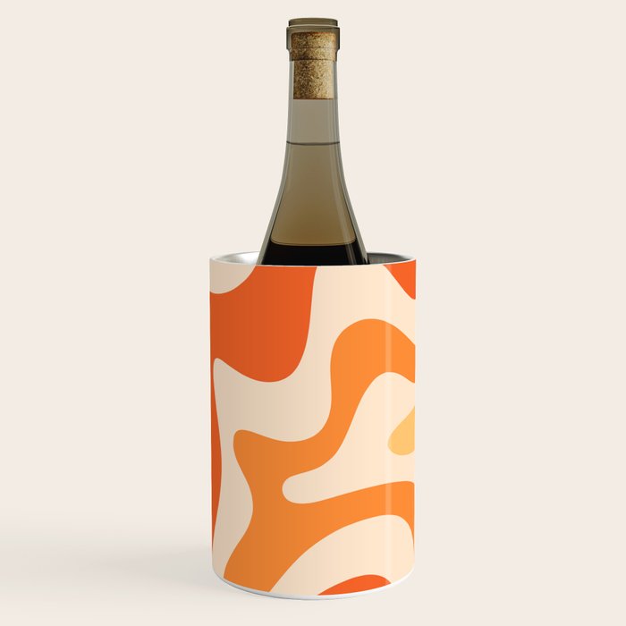 Tangerine Liquid Swirl Retro Abstract Pattern Wine Chiller