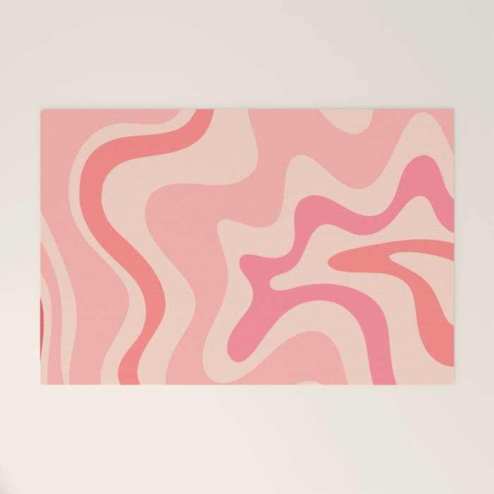 Retro Liquid Swirl Abstract In Soft Pink Welcome Mat