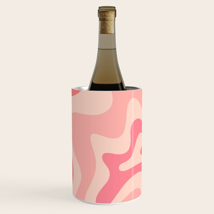 Retro Liquid Swirl Abstract In Soft Pink Wine Chiller