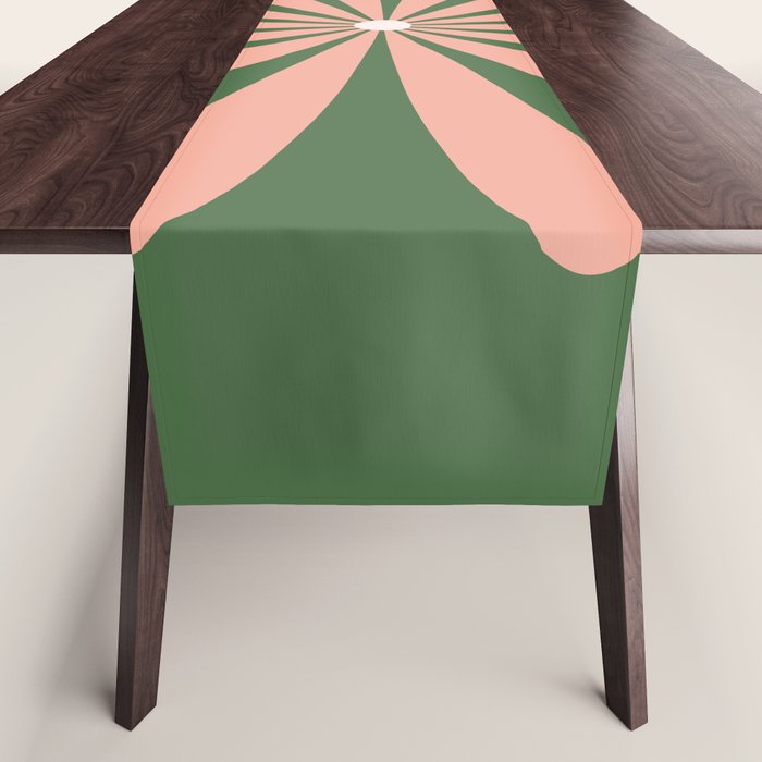 Big Daisy Retro Minimalism In Blush And Green Table Runner
