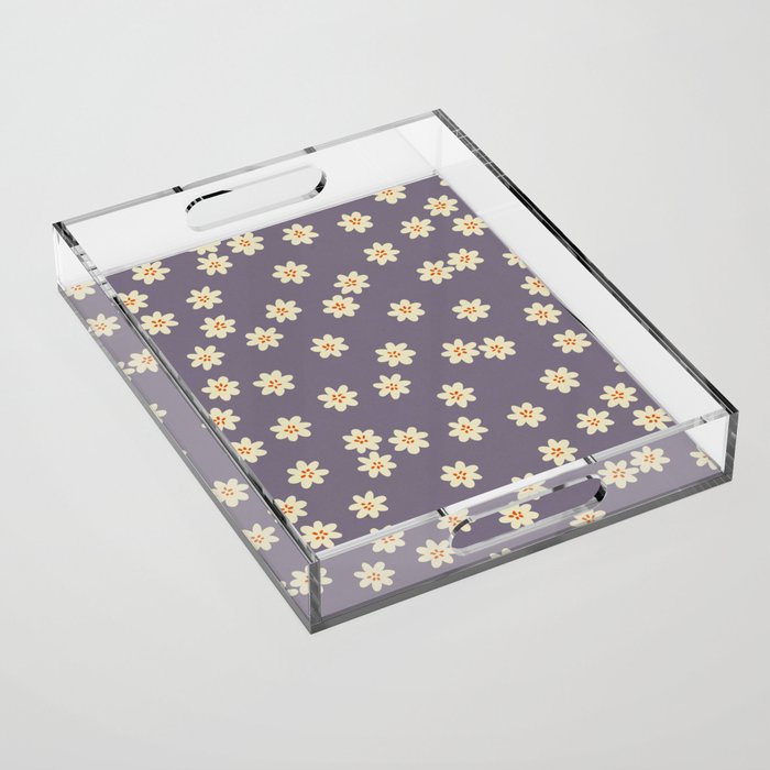 Tiny Flowers / Lavender & Orange Acrylic Tray