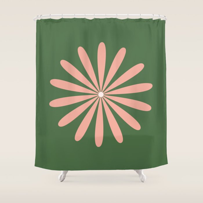 Big Daisy Retro Minimalism In Blush And Green Shower Curtain