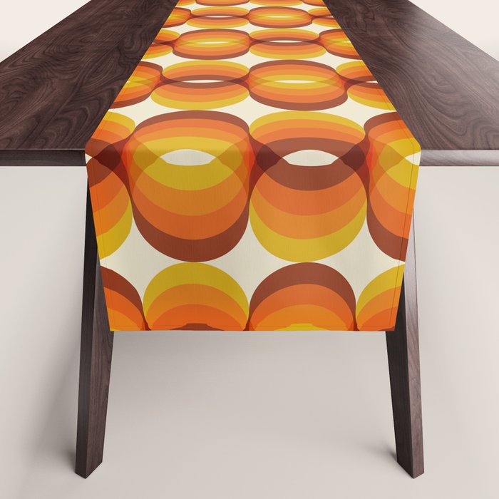 Orange, Brown, And Ivory Retro 1960s Wavy Pattern Table Runner