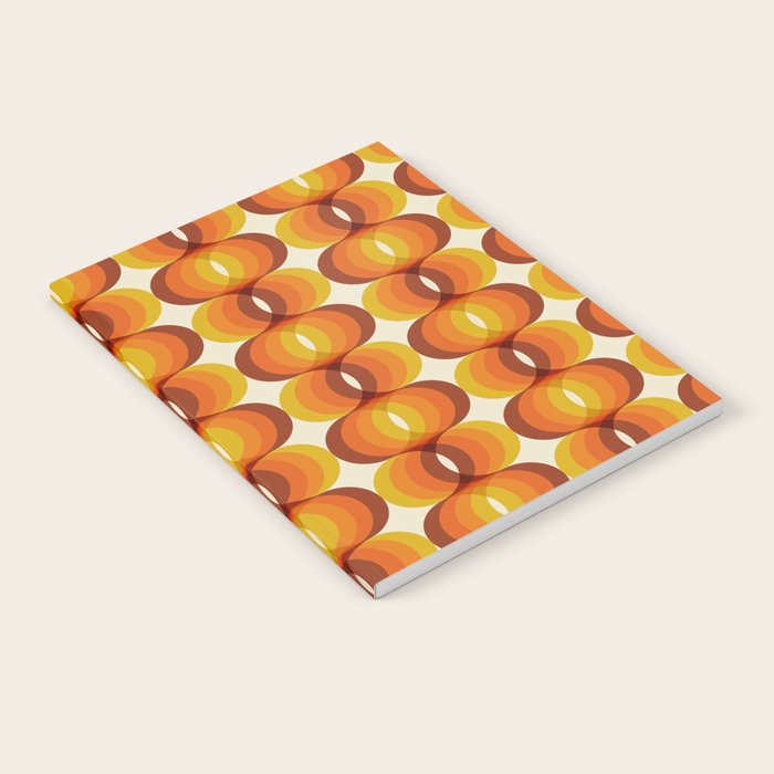 Orange, Brown, And Ivory Retro 1960s Wavy Pattern Notebook