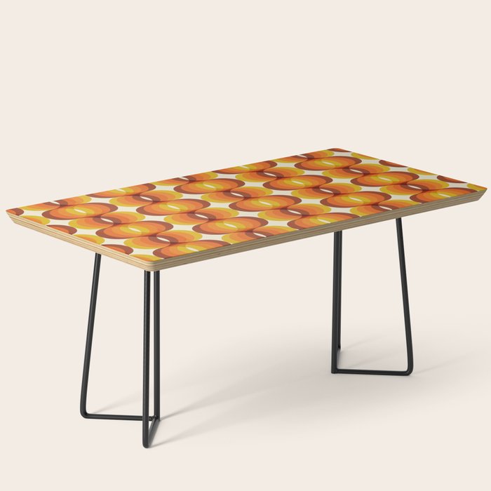 Orange, Brown, And Ivory Retro 1960s Wavy Pattern Coffee Table