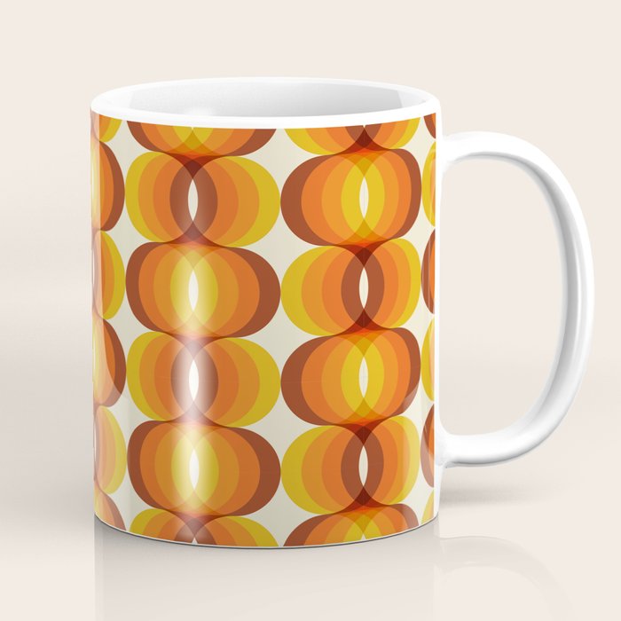 Orange, Brown, And Ivory Retro 1960s Wavy Pattern Coffee Mug