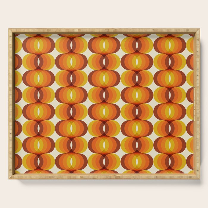 Orange, Brown, And Ivory Retro 1960s Wavy Pattern Serving Tray