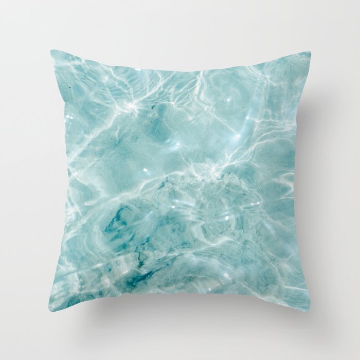 Clear Blue Water | Colorful Ocean Photography Print | Turquoise Sea Throw Pillow