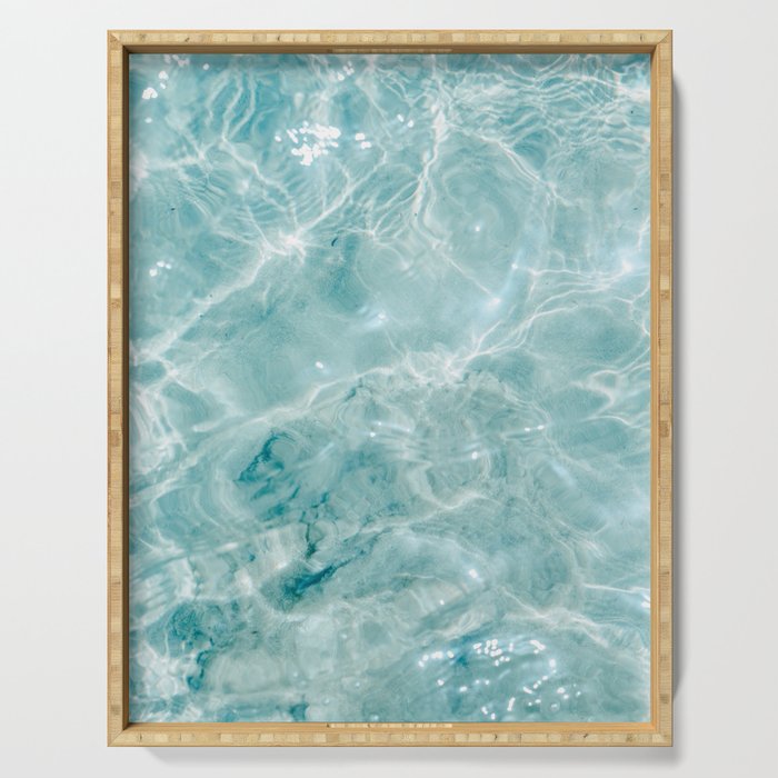 Clear Blue Water | Colorful Ocean Photography Print | Turquoise Sea Serving Tray