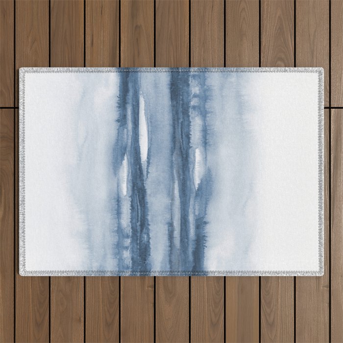 Indigo Clouds, Blue Abstract Art Outdoor Rug