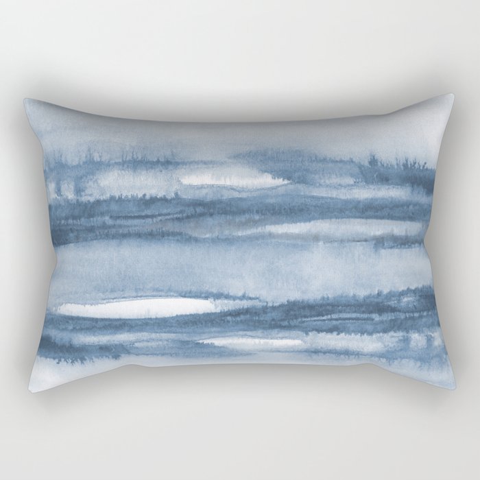 Indigo Clouds, Blue Abstract Art Rectangular Pillow