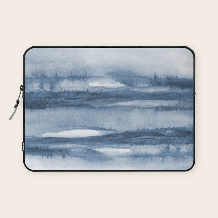 Indigo Clouds, Blue Abstract Art Laptop Sleeve