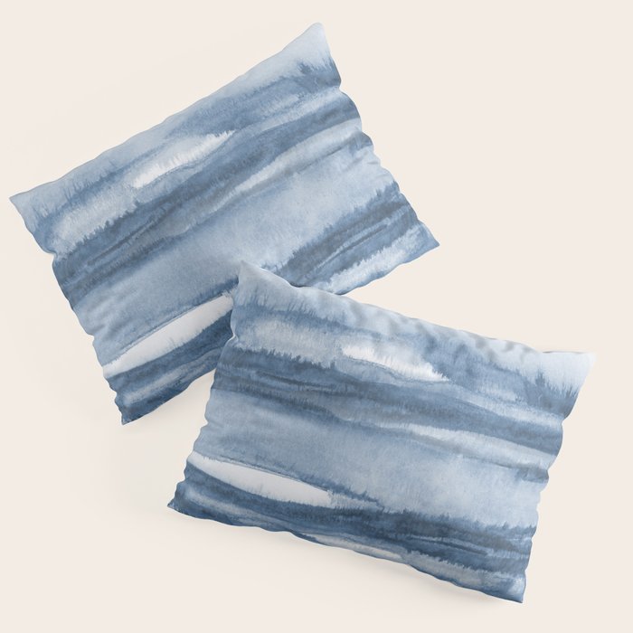 Indigo Clouds, Blue Abstract Art Pillow Sham