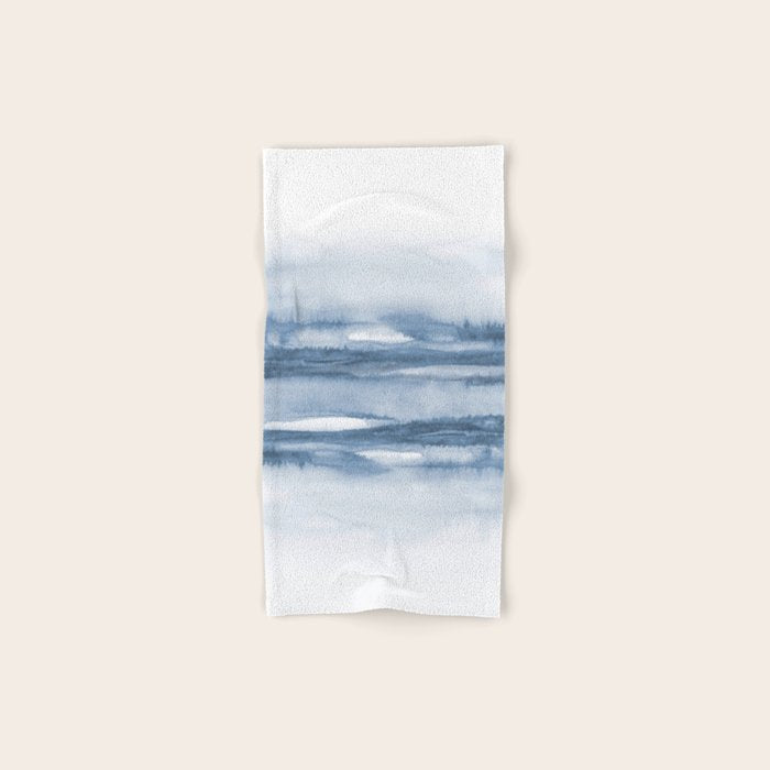 Indigo Clouds, Blue Abstract Art Bath Towel