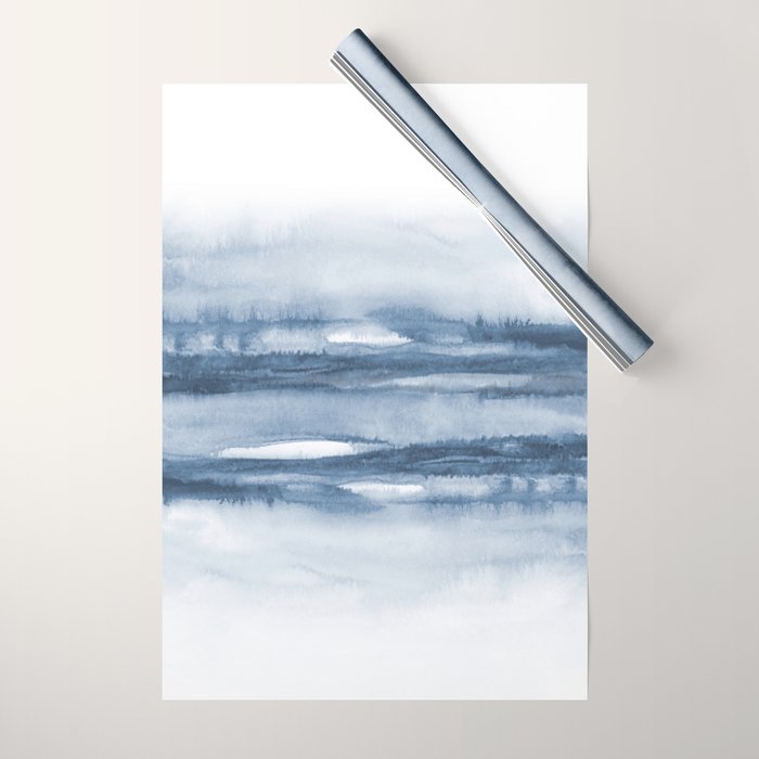 Indigo Clouds, Blue Abstract Art Wrapping Paper