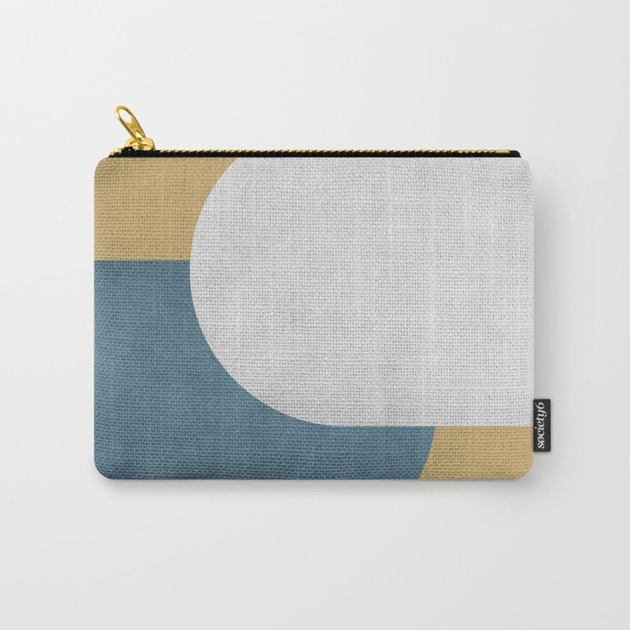 Halfmoon Colorblock - White Blue On Gold Carry All Pouch