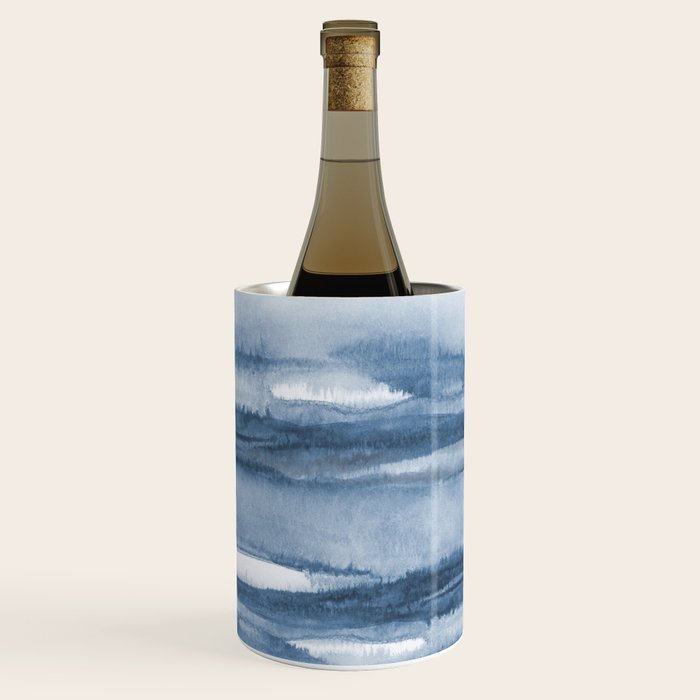 Indigo Clouds, Blue Abstract Art Wine Chiller