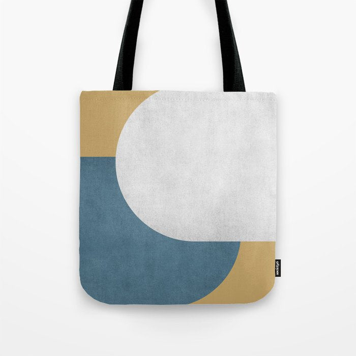 Halfmoon Colorblock - White Blue On Gold Tote Bag