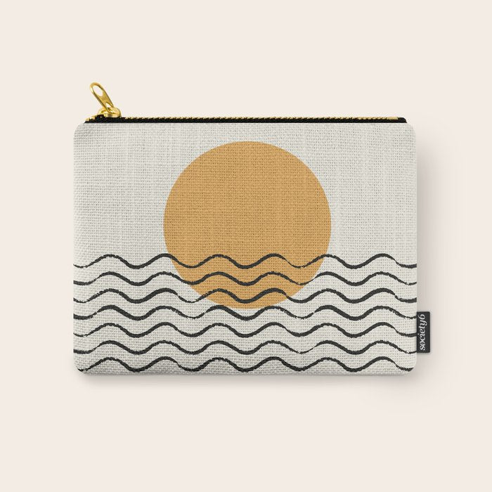 Ocean Wave Gold Sunrise - Mid Century Style Carry All Pouch