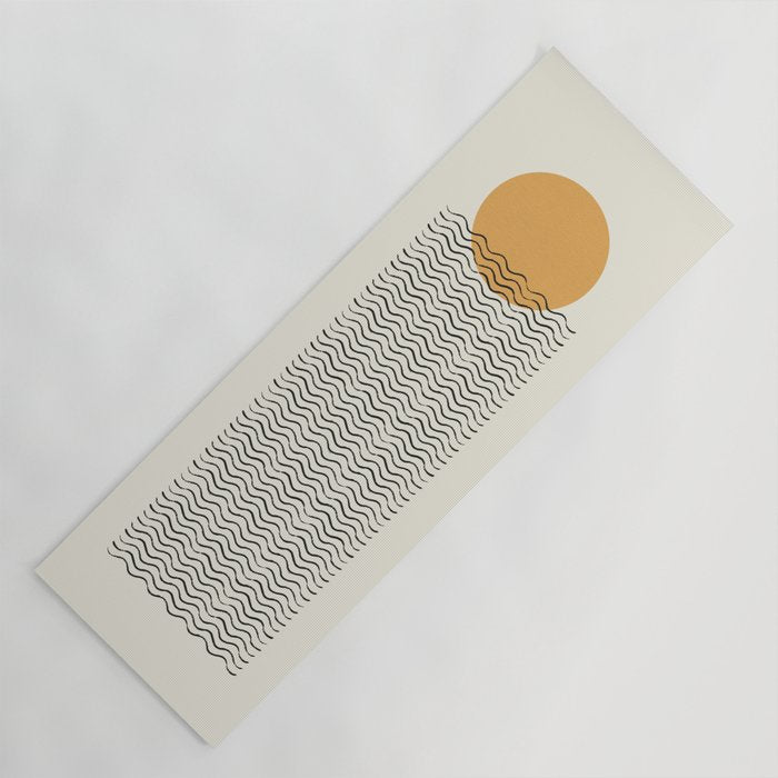 Ocean Wave Gold Sunrise - Mid Century Style Yoga Mat