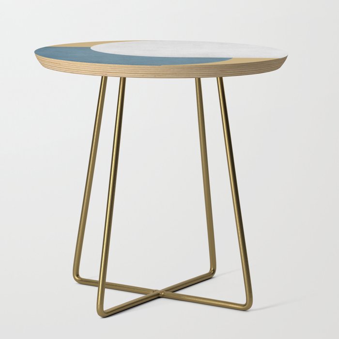 Halfmoon Colorblock - White Blue On Gold Side Table