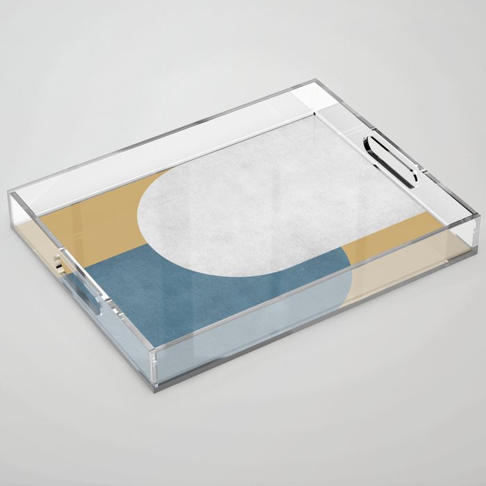 Halfmoon Colorblock - White Blue On Gold Acrylic Tray