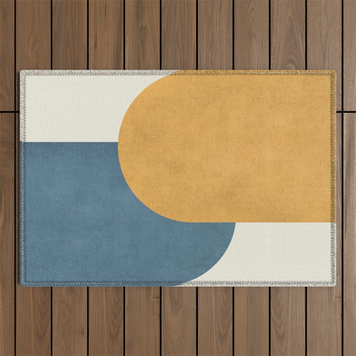 Halfmoon Colorblock - Gold Blue Outdoor Rug