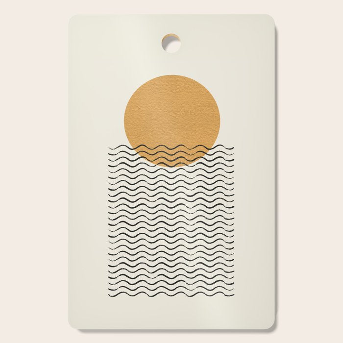 Ocean Wave Gold Sunrise - Mid Century Style Cutting Board