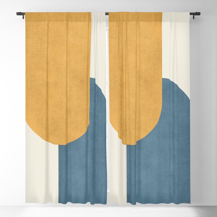 Halfmoon Colorblock - Gold Blue Window Curtain