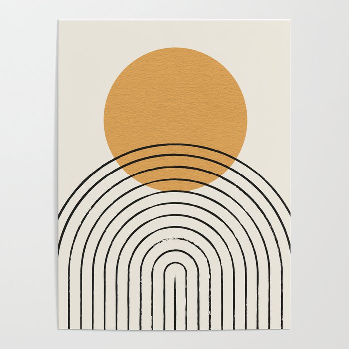Gold Sun Rainbow Mid-Century Full Poster