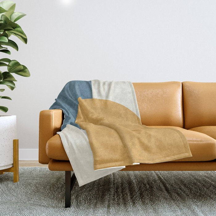 Halfmoon Colorblock - Gold Blue Throw Blanket