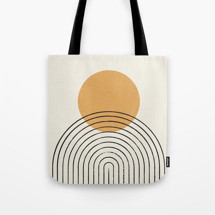 Gold Sun Rainbow Mid-Century Full Tote Bag