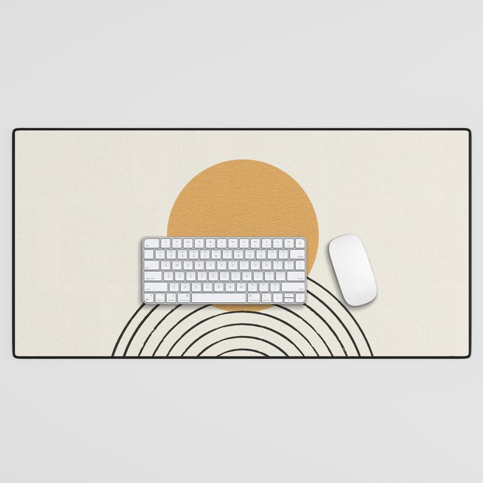 Gold Sun Rainbow Mid-Century Full Desk Mat