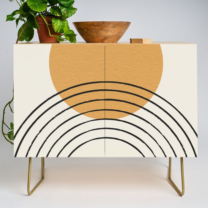 Gold Sun Rainbow Mid-Century Full Credenza