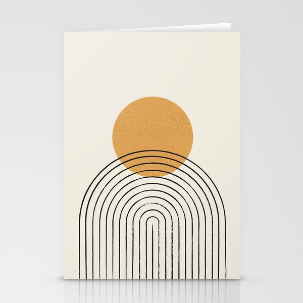 Gold Sun Rainbow Mid-Century Full Stationery Card