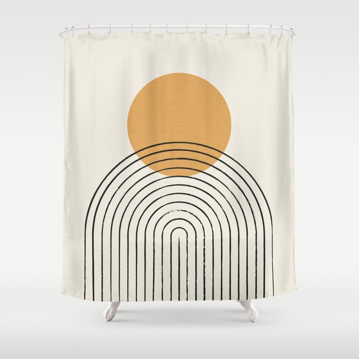 Gold Sun Rainbow Mid-Century Full Shower Curtain
