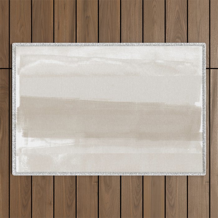 Beige Ombre Minimalist Abstract Painting Outdoor Rug