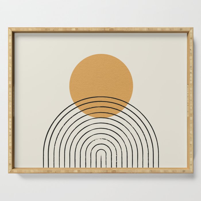 Gold Sun Rainbow Mid-Century Full Serving Tray