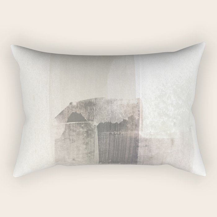 Beige And Brown Minimalist Abstract Painting Rectangular Pillow