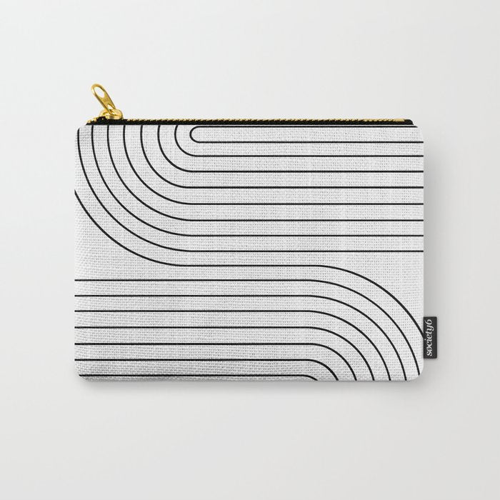 Minimal Line Curvature I Black And White Mid Century Modern Arch Abstract Carry All Pouch