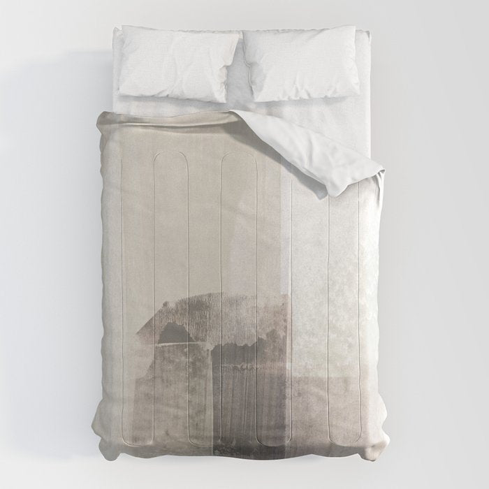 Beige And Brown Minimalist Abstract Painting Comforter