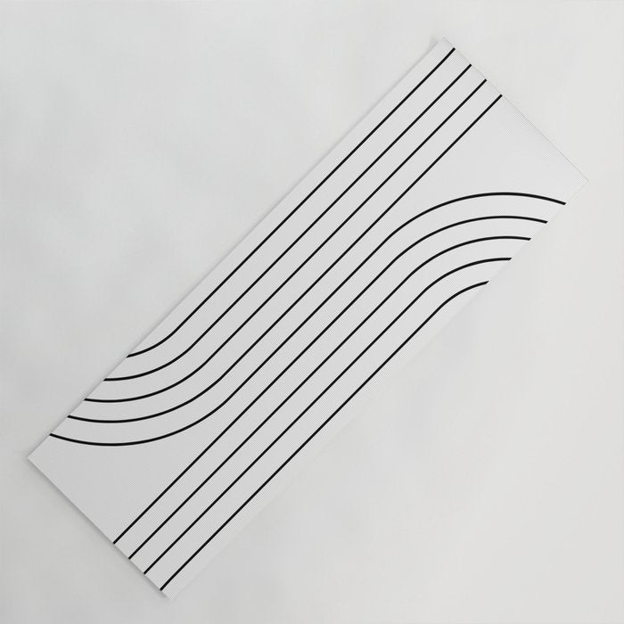 Minimal Line Curvature I Black And White Mid Century Modern Arch Abstract Yoga Mat
