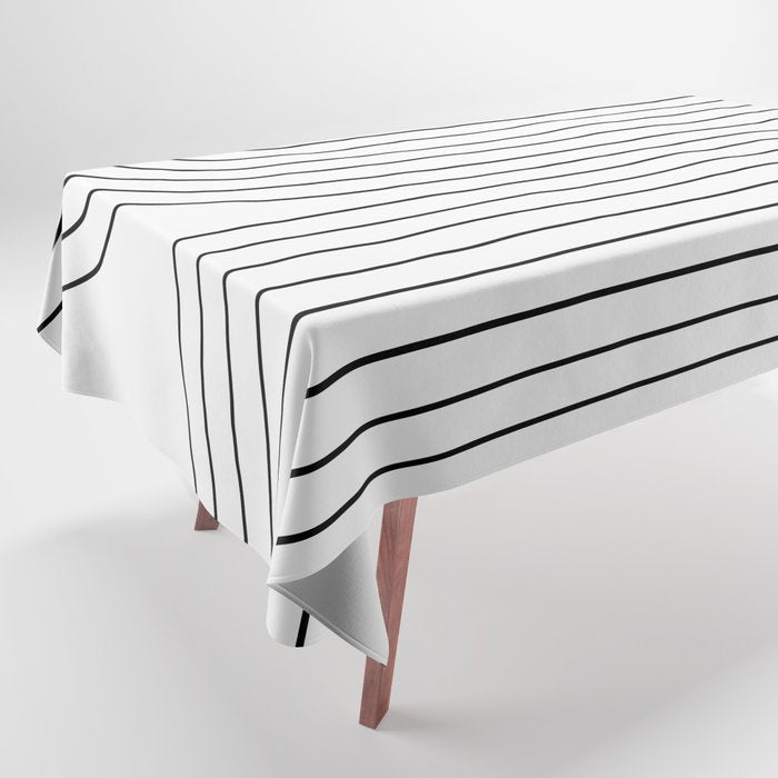Minimal Line Curvature I Black And White Mid Century Modern Arch Abstract Tablecloth
