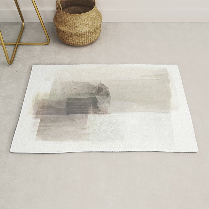 Beige And Brown Minimalist Abstract Painting Rug
